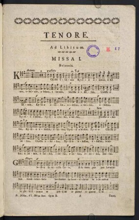 1-4, Missa I. - Tenore