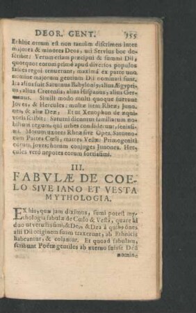 III. Fabulae De Coelo Sive Iano Et Vesta Mythologia.
