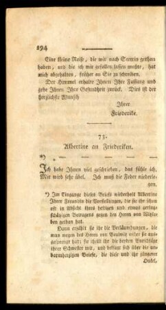 73. Albertine an Friederiken.