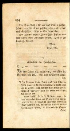 73. Albertine an Friederiken.