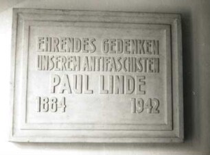 Gedenktafel für den Antifaschisten Paul Linde