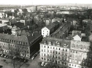 Dresden-Neustadt. Blick vom Turm der Dreikönigskirche über die Nieritzstraße nach West-Nordwesten