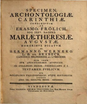 Specimen. Archontologiae. Carinthiae