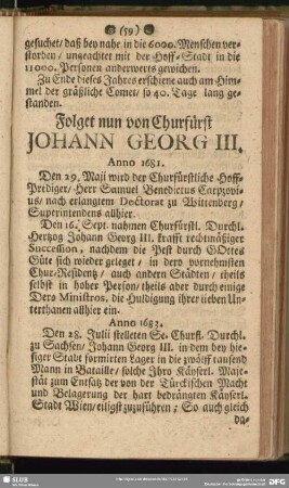 Folget nun von Churfürst Johann Georg III.
