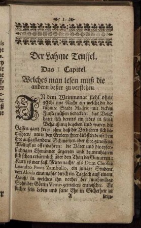 Das I. Capitel. Welches man lesen muß die andern beßer zu verstehen.