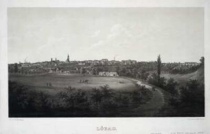 Ansicht von Löbau, Lithographie, um 1860 : Löbau / Aufgenommen u. lith. v. G. Frank. - Leipzig : H. Arnold , [um 1860]. - 1 Kunstbl. : Lithogr. ; 59 x 34 cm