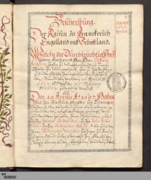 Beschreibung der Raisen in Franckreich, Engelland und Schottland - Cod.hist.qt.169