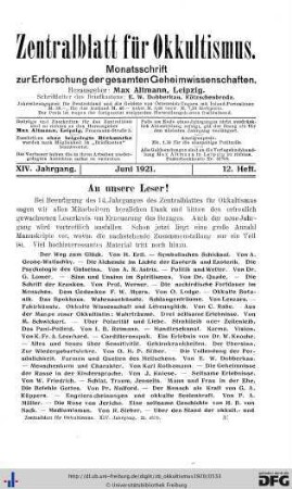 12. Heft (Jun. 1921)