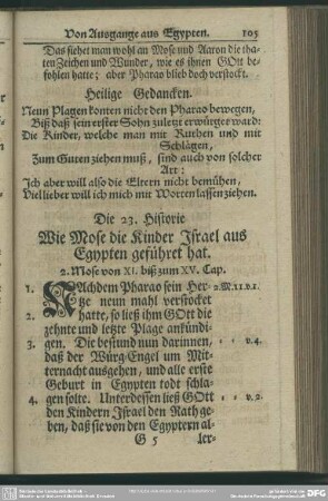 Die 23. Historie. Wie Mose die Kinder Israel aus Egypten geführet hat