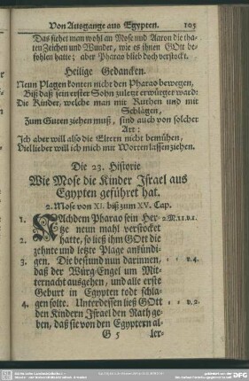 Die 23. Historie. Wie Mose die Kinder Israel aus Egypten geführet hat