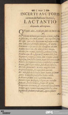 Incerti Avctoris carmen de Passione Domini, Lactantio aliquando adscriptum.