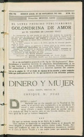 1923007315: Dinero y mujer : novela inédita