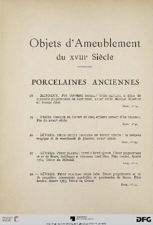 Porcelaines anciennes (Nr. 18-29)