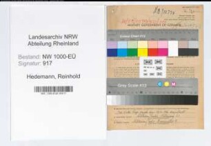 Entnazifizierung Reinhold Hedemann, geb. 24.09.1887 (Oberstudienrat)