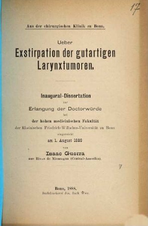 Ueber Exstirpation der gutartigen Larynxtumoren ...