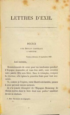 Lettres d' exil à Michelet et à divers amis, 4
