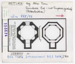 Mettlach, Alter Turm, Grundrisse Erd- und Emporengeschoss (Rekonstruktion), um 985/993