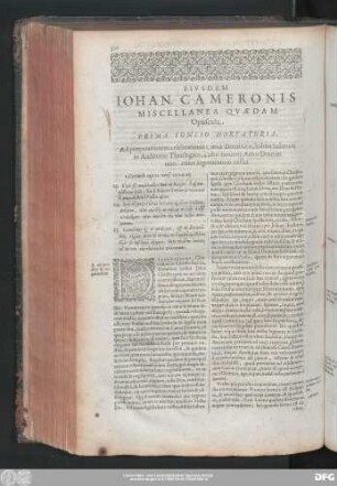 Prima Concio Hortatoria, Ad praeparationem celebrationis Coenae Dominicae, habita Salmurii in Auditorio Theologico, 4. Idud Ianuarii, Anno Domini 1620. cuius argumentum exstat