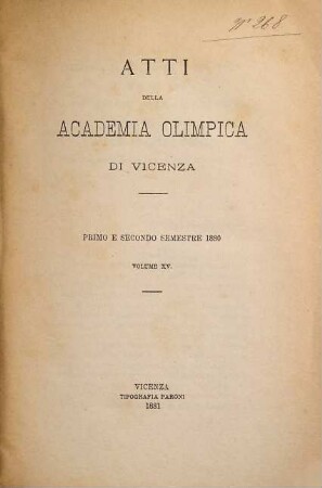 Atti dell'Accademia Olimpica di Vicenza. 15. 1880