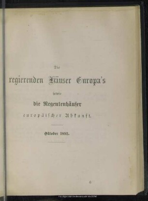 Regentenhäuser Europas