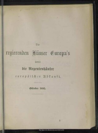 Regentenhäuser Europas