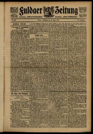 Erste Ausgabe vom Mittwoch, den 25. Juli 1906.