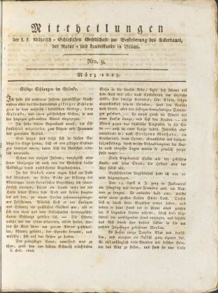 Mittheilungen. Nro. 9. März 1823