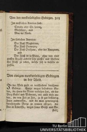 Von einigen merkwürdigen Gebirgen in der Welt.
