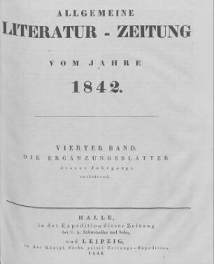 1842: Allgemeine Literatur-Zeitung