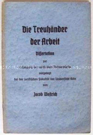 Sonderdruck einer Dissertation zum Wirtschaftsrecht