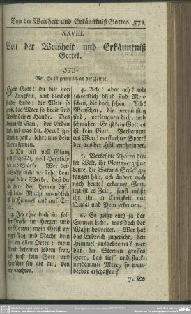 XXVIII. Von der Weisheit und Erkänntniß Gottes