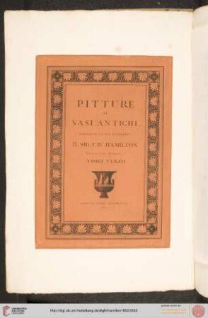 Band 3: Peintures des vases antiques / Pitture de vasi antichi: de la Collection de son Excellence M. le Chevalier Hamilton
