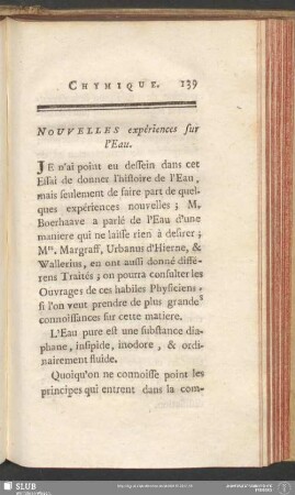 Nouvelles expériences sur l'Eau