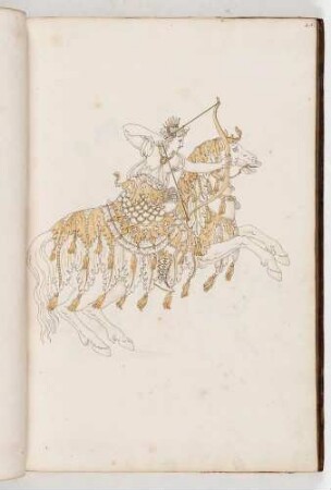 Diana mit Pfeil und Bogen auf einem springenden Pferd, in: Equestrium statuarum [...] formae [...] artificiosissime pictis, Bl. 26