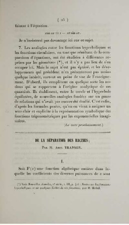 De la séparation des racines.