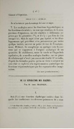 De la séparation des racines.