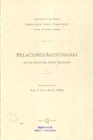 Relaciones Agustinianas de las razas del norte de Luzon