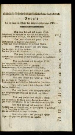 Inhalt der im neunten Theile des Arztes enthaltenen Blätter