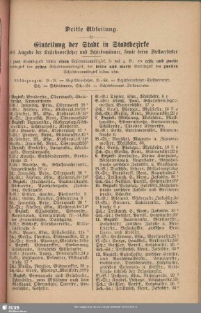 Dritte Abteilung. Einteilung der Stadt