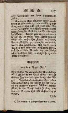 Geschichte von dem Vogel Greif.