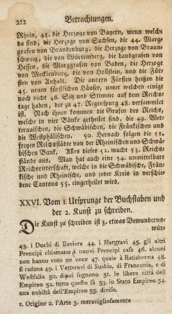 XXVI. Vom 1. Ursprunge der Buchstaben und der 2. Kunst zu schreiben