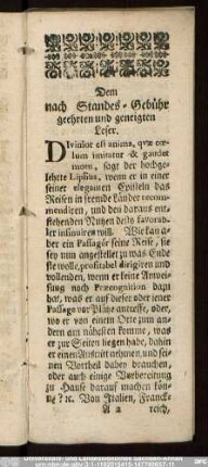 Dem nach Standes-Gebühr geehrten und geneigten Leser.