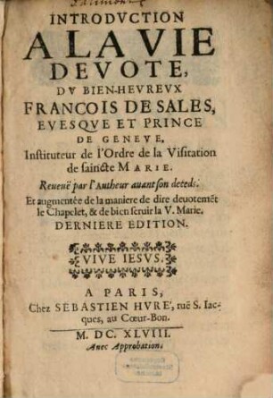 Introduction à la vie devote