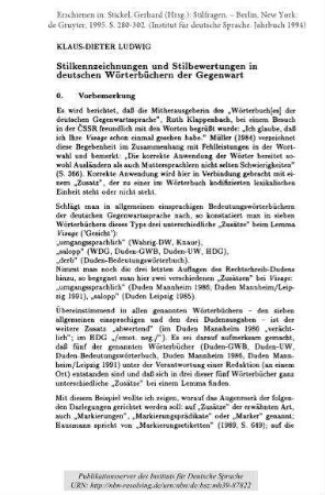 Stilkennzeichnungen und Stilbewertungen in deutschen Wörterbüchern der Gegenwart