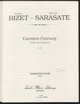 Carmen fantasy : Violin and orchestra : op. 25