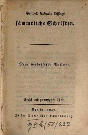 Gotthold Ephraim Lessings sämmtliche Schriften, 26