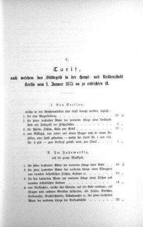 V. Tarif