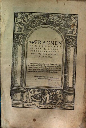 Fragmentvm Commentariorvm Q. Asconii Pediani In Orationes Aliqvot M. Tvllii Ciceronis