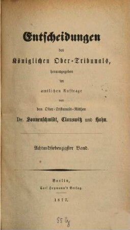 Entscheidungen des Königlichen Obertribunals. 78. 1877