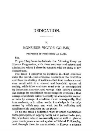 Dedication. To Monsieur Victor Cousin, Professor of Philosophy At Paris.